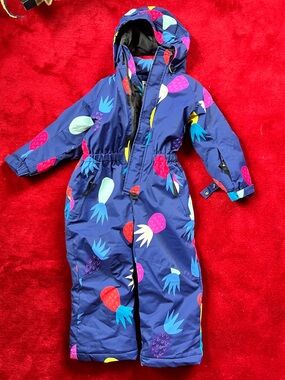 Kids Navy Blue Pineapple Print One-Piece Bodysuit Snowsuit